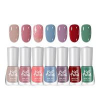 DMQ Pastel Nail Polish Set, 7 Colors Spring Summer Nail Varnish Set, Colorful Glitter Nail Polish Gel, Quick Dry Non-Toxic Water Based Nail Gel - No Need UV Nail Paint for DIY Nail Art at Home