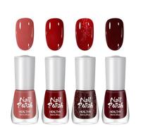 DMQ Red Nail Polish Sets, 4Pcs Wine Dark Red Cherry Burgundy Glitter Nail Varnish Kit - Non-Toxic Water Based Holographic Nail Gel - Nail Paint Nail Art Manicure Kit Gifts for Women