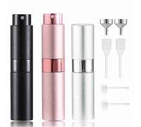 DMQ Refillable Travel Perfume Atomiser, 8ML Portable Refillable Perfume Bottle Easy Atomizer Perfume Dispenser, Portable Sprayer for Fragrance Aftershave Perfume (Black Pink Sliver)