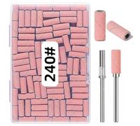 DMQ Sanding Bands for Nail Drill, 100Pcs Mini Extra Fine 180 Grit Nail File Small Nail Sanding Bands Set with Upgrade 2pcs 3/32'' Mandrels Bits for Acrylic Nail Gel Removing Shaping Manicure Pedicure