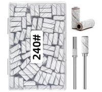 DMQ Sanding Bands for Nail Drill, 100Pcs Mini Extra Fine 180 Grit Nail File Small Nail Sanding Bands Set with 2pcs 3/32'' Mandrels Bits for Acrylic Nail Gel Removing Shaping Manicure Pedicure