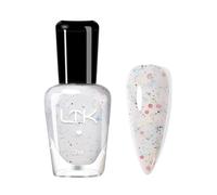 DMQ White Nail Polish, Glitter White Nail Varnish with Sequins, Quick Dry & Long Lasting Nail Gel, Confetti Pop Multicoloured Holographic Nail Art DIY Manicure at Home - No Need Cured