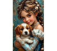 DMQBT 1500 Pieces ,Colorful Fun Puzzle ,Poster ,Gifts ,Cute Girlss And Dog Art Painting ,Adult Stress Relief Game Art Picture ,Elderly Memory Cognition Toys - Ns52Zk