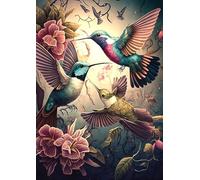 DMQBT 1500 Pieces Jigsaw Puzzle For Adults - Colorful - Hummingbirds Art Painting - Home Decoration - Difficult Jigsaw 1500 Piece For Adults Challenge - Vw74Zq