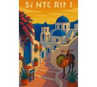 DMQBT 1500 Pieces Jigsaw Puzzle For Adults - Santorini Travel Poster - Large Puzzle Gifts For The Family - Jigsaw 1500 Pieces For Adults - Jy407Zp