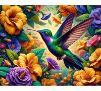 DMQBT 1500 Pieces Puzzles ，Colorful ，Hummingbirds Colorful Abstract Oil Painting ，Poster Art Jigsaw 1500 Pieces ，Home Decoration ，Family Stress Reduction Games - Xu528Tw
