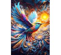 DMQBT 1500 Pieces Puzzles ，Colorful ，Hummingbirds Colorful Abstract Oil Painting ，Poster Art Jigsaw 1500 Pieces ，Home Decoration ，Family Stress Reduction Games - Xu529Tw