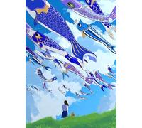 DMQBT Puzzle 1500 Pieces ，Colorful Puzzle ，Pictures ，Gifts ，Japanese Style Fishs Abstract Painting ，For Family Stress Reduction Games ，Wall Art Decoration - Xp208Qk