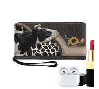 dmqdu Cow Print Wallets for Women Strap, Cow Print Wallet,Cow Print PU Leather Women's Wallet | Soft Credit Card Holders, Elegant Purse, B, Consulte la descripción, See description
