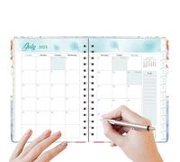 dmqdu Daily Planner 2025, 2025 Monthly Planner, Landscape Daily Planner Spiral Notebook - January-December 2025 Agenda Planner, Diary with Elastic Closure, A5 Notebook, School Supplies