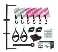 dmqdu Pilates Kit for Home Workouts, Pilates Bar Kit - Multifunctional Pilates Bar with Resistance Bands, Portable Pilates Exercise Stick Kit with AB Roller for