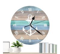 dmqdu Silent Non-Ticking skyy Beach Clocks, Versatile skyy Beach Theme Clock | Vintage Rustic Coastal Clock | Wall Clock Non Ticking, Vintage Coastal Clock, Beach Themed Blue Wall Clocks For Bedroom