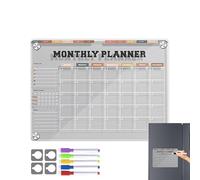 dmqdu Whiteboard for Fridge, Reusable Fridge Calendar Planner Board, 12x9in Planner Board Clear Bulletin Board, Monthly Fridge Notepad for Planner, Shopping List