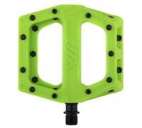 Dmr V11 Flat Mountain Bike Pedals - Green/Black, Steel Axle/Pair Lightweight Nylon Composite Plastic MTB Cycling Part Downhill Freeride Ride Trail Dirt Jump Cycle Wide Platform Tuneable Pin Grip
