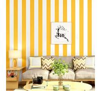 DMRLBYMC Self Adhesive Wallpaper Peel and Stick Modern Minimalism Vertical Stripe Pattern Vinyl Wallpaper for Walls Kitchen Bathroom Bedroom Cabinets 20.8X118.1Inches.（Bright Yellow