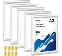DMSELL 5 Pack A3 Silver Snap Frames, 25mm Aluminium Clip Frame