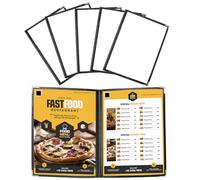 DMSELL 5Pcs A4 Double Fold Menu Covers 2 Page 4 View Menu Covers, Restaurant Menu Folder with Corner Protectors, Suitable for Restaurants, Bars, Cafes, Food and Drink