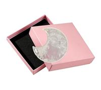 DmsGJyp I Love You to the Moon and Back Mini Crescent - Hand-Polished Pink Crystal Stone Half Moon in Pink Gift Box - Gift for Her or Him, Valentine’s, Anniversary, Birthday (White)