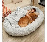 DMTINTA Human Dog Bed - Giant 71" x 45" x 14" Bean Bag Bed for Large Dogs, 3D Sponge, Gradient Grey