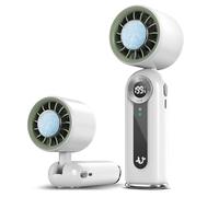 DmTown Ice Cooling Handheld Fan with LED Display and Light, 5-Speed Turbo (1-199 Levels), USB C Rechargeable, Pocket-Sized for Travel Office Desk, Gift for Women Men