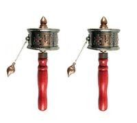 DMtse 2 x Tibetan Buddhist Om Mani Padme Hum Working Mini Prayer Wheel Hand Tools Mantra Word