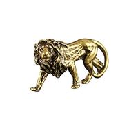 DMtse Chinese Feng Shui Brass Lion Statue Figurines for Animal Sculpture Home Office Table Top Decor Collectibles Housewarming Gift