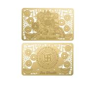 DMtse Chinese Feng Shui God of Wealth Caishen Zhao Gongming Army General Riding A Tiger Golden Card for Good Luck Auspicious Amulet Card