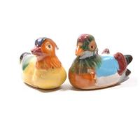 DMtse Feng Shui Ceramic Pair Mandarin Ducks for Love & Fidelity (2 6/8 inch Small Size) Figurines for Happy Love Lucky Gift