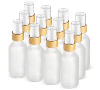 DMuuuDM 12 Pack 2 oz Glass Spray Bottles,Empty Perfume Fine Mist Atomizer,Natural Bamboo Pump Head Travel Liquid Holder Containers for Cologne,Essential Oils,Body Sprays,Room Sprays-Clear Frosted
