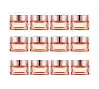 DMuuuDM 12 Pcs 0.5 oz Pink Glass Jars,Empty Refillable Cream Jars with Rose Gold Lids&Inner liner,Sample Cosmetic Container Vials Pot for Face Cream,Ointment,Lotion,Moisturizer
