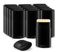 DMuuuDM 15 Pack 1.7 oz Plastic Deodorant Container,Empty Oval Twist-Up Solid Stick Tube Applicator Container for Homemade Deodorant,Shaving Soap Stick,Heel Lip Balm,Solid Lotion Bar-Top Filling,Black