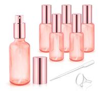 DMuuuDM 6 Pack 2 Oz Pink Glass Spray Bottles,Empty Perfume Fine Mist Atomizer,Rose-Golden Pump Head Travel Liquid Holder Containers for Cologne,Essential Oils,Body Sprays