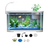 Dmuzsoih 11L 30x20x19cm Aquarium Starter Kits, Desktop Fish Tank Starter Kit, Silent Decorative Fish Tank, Rectangular Aquarium, Tropical Desktop For Betta Turtle Aquatic Animals