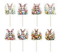 Dmuzsoih 64 Pieces Bunny Themed Cupcake Picks, 5x4.9cm 8 Styles Cute Rabbit Food Picks, Cute Dessert Accessories Set, Cake Decorations For Easter Celebrations Shower Birthday Supplies