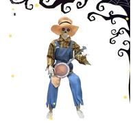 Dmuzsoih Animated Halloween Banjo Skeletons, 39.9 x 9.9 cm Skeleton Decoration, Animated Duel Banjo Skeletons, Country Skeleton Musician with Luminous Eyes for Holidays Garden Walkway Photo Background