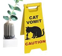Dmuzsoih Cat Vomit Caution Sign | Funny Home Decor | Cat Funny Prank Vomit Decoration - for Indoor Outdoor Bedroom Table Kitchen Bathroom Apartment Parking Community