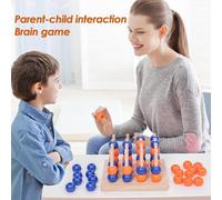 Dmuzsoih Four in a Row Game, Wooden Chess Set for Kids 3D Educational Toys, Logical Training Toy Brain Teaser for Holiday Family Night Home School Party Birthday