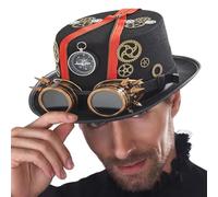Dmuzsoih Steampunk Hats for Men - Gothic Vintage Costume Headwear with Removable Goggles | Time Traveler Costume Men, Steampunk Dress up Accessories for Adults
