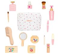 Dmuzsoih Wood Makeup Toy Set - Interactive Pretend Makeup Toy - Pretend Play Kit for & Little Girls Aged 3+, Fake and Beauty Salon Toys for Kids Christmas Birthday