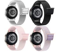 DMVEIMAL Nylon Strap for Samsung Galaxy Watch 7 6 5 4 FE 40mm 44mm/Galaxy Watch 6 4 Classic 47mm 43mm 46mm 42mm/5 Pro 45mm for Women Men,No Gap Soft Sport Band Replacement Wristband,4 Pack
