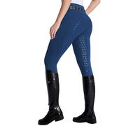 DMVOD Women's Horse Riding Pants Active Silicon Grip Full Seat Breeches for Women Equestrian Pants Blue XL