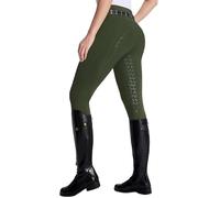 DMVOD Women's Horse Riding Pants Active Silicon Grip Full Seat Breeches for Women Equestrian Pants Green S
