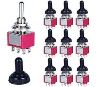 DMWD 10pcs Mini Momentary Toggle Switch 6 Pins 3 Positions DPDT (On)-Off-(On) Miniature Toggle Switch 5A 12V 24V125V with Waterproof Cap for Car Boat Industrial