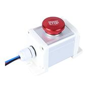 DMWD 22mm Metal Latching Emergency Stop Push Button Switch Big Red Mushroom Head Stainless Steel Shell Waterproof IP65 12-220V 3A 1NO 1NC Switch Station Box with Pre-Wired Cable 7/8" Mounting Hole