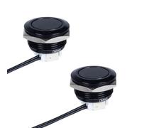 DMWD 2pcs 19mm Micro Metal Momentary Push Button Switch Super Short with Pre-Wired Cable 0-250V (ON)-Off 2Pins 1NO 3/4" Mounting Hole (Black Shell Without Light Flat Head)