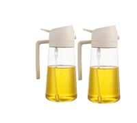 DMWLZHO 2-in-1 Plastic Oil Dispenser & Sprayer, 500ml Kitchen Bottle for Olive Oil, Vinegar, and Soy Sauce(2pcs-white)