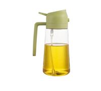 DMWLZHO 2-in-1 Plastic Oil Dispenser & Sprayer, 500ml Kitchen Bottle for Olive Oil, Vinegar, and Soy Sauce(2use green 500ml)