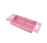DMWLZHO Portable Adjustable Sink Drain Basket, Extendable Plastic Vegetable And Fruit Drying Rack(Pink)