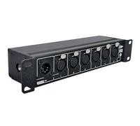 DMXNET 6-port DMX RDM Splitter, Opti-isolated, Open-DMX USB, Power/DMX Through connectors, Anodized aluminum 1/2 rack, 10“/19"rack/Truss-mount(M10 hole) RP6-5-Black