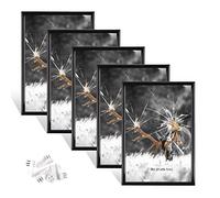 Dmyifan Set of 5 Picture Frames DIN A4 Black with Plexiglas, Frame for Standing and Hanging for Photos, Portraits, Picture Frame
